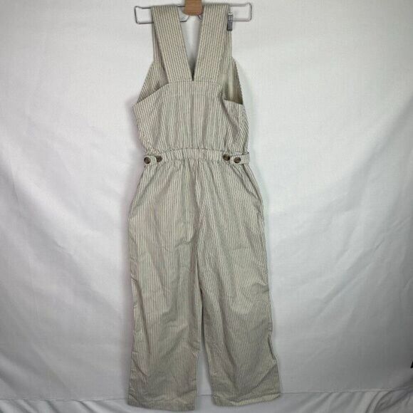 Everlane The Fatigue Apron Organic Cotton Linen Blend Jumpsuit Navy Stripe 8 - Picture 4 of 9